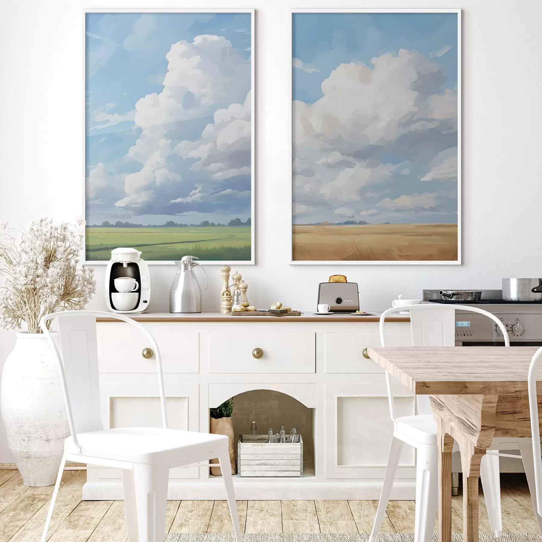 Papier peint photo Champ contre le ciel avec d'énormes nuages d00624