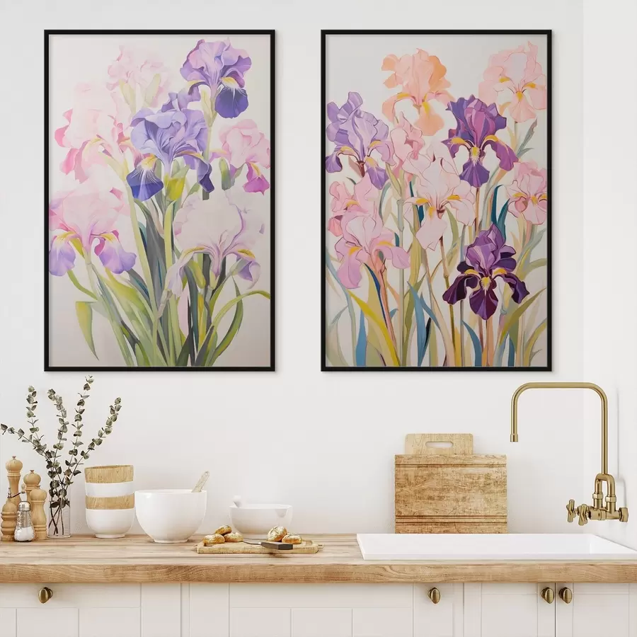 Papier peint photo Iris dans des tons pastel sur un fond clair d00660