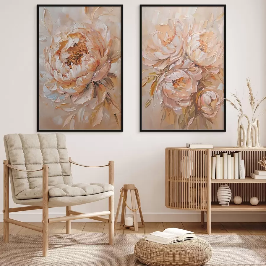 Papier peint photo Délicates pivoines abstraites d00673