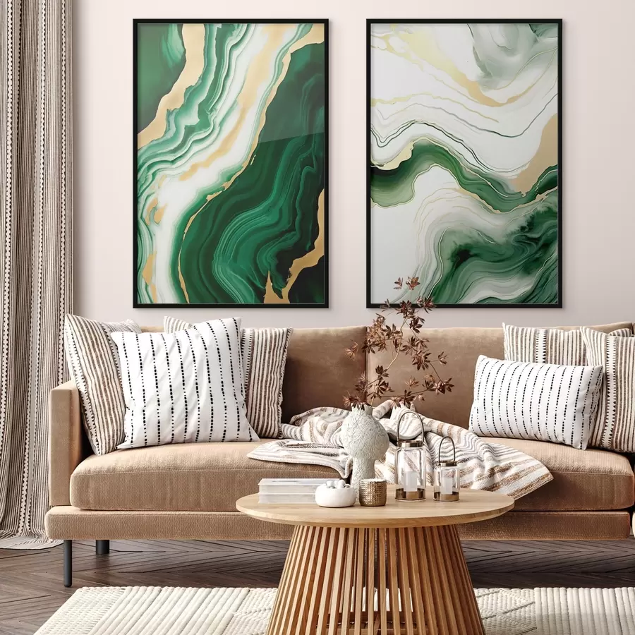 Papier peint photo Textures de marbre vert et blanc avec des veines jaune orangé d00688