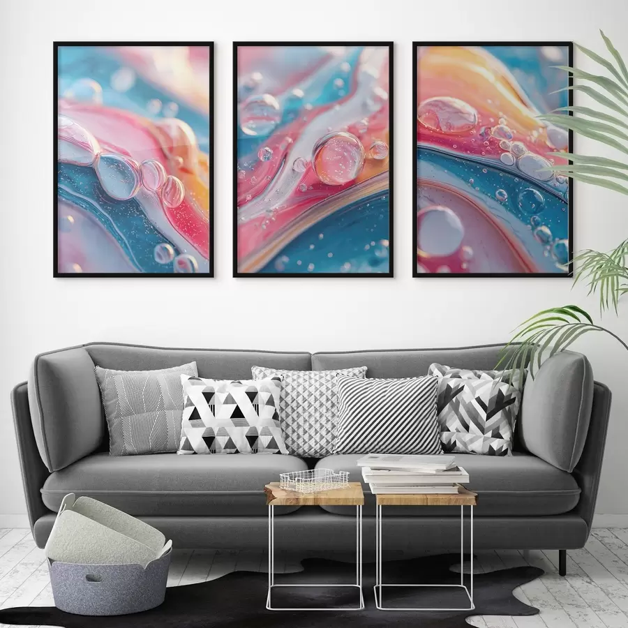 Papier peint photo vagues multicolores avec des bulles d00698