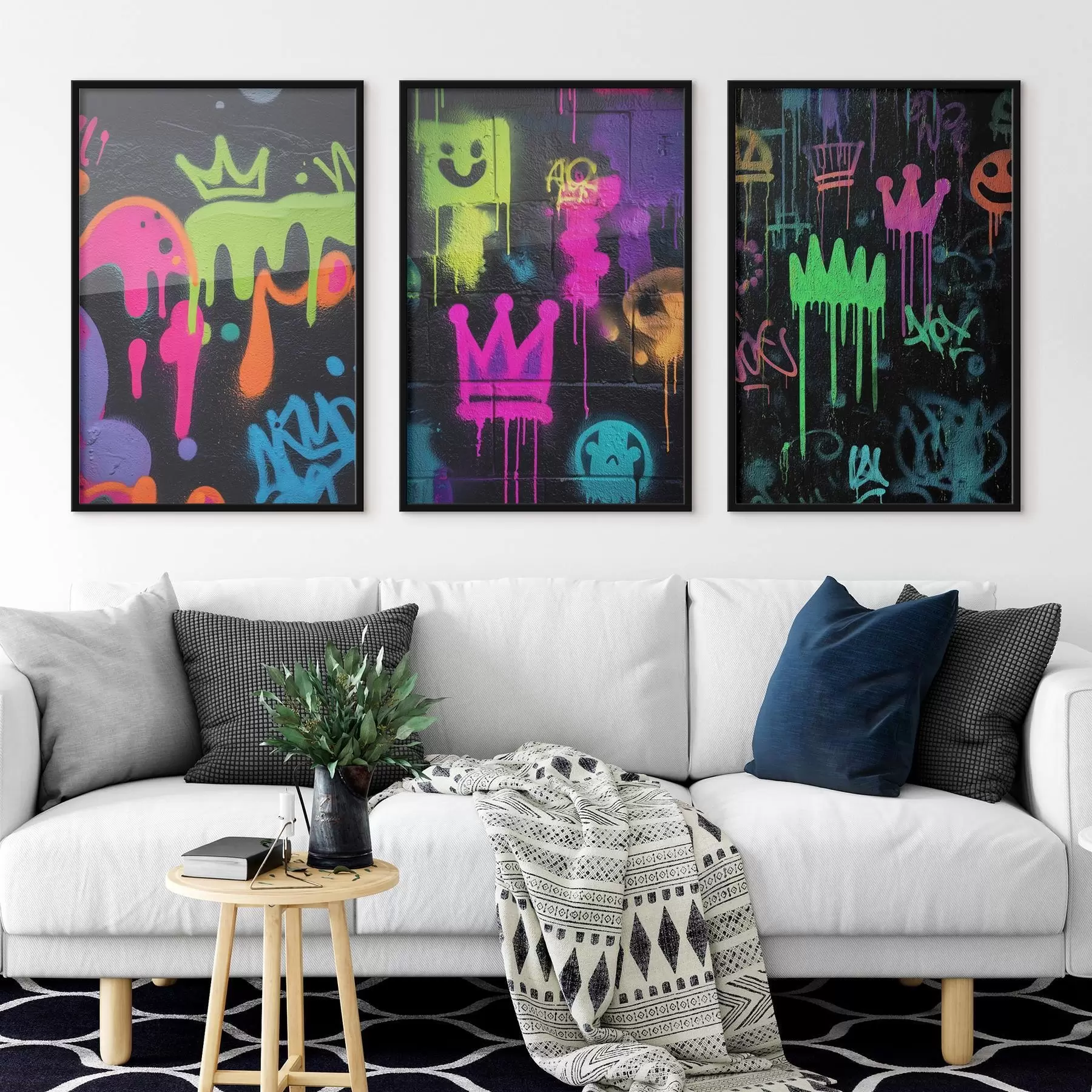 Papier peint photo graffiti lumineux sur fond sombre d00703