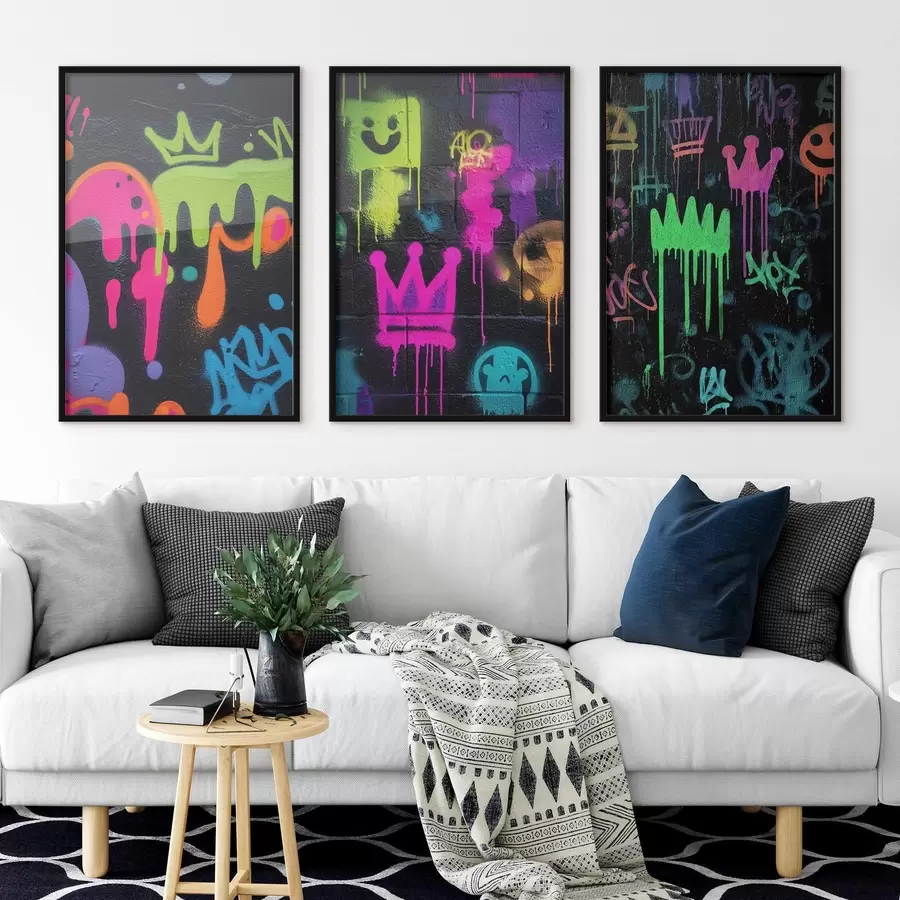 Papier peint photo graffiti lumineux sur fond sombre d00703