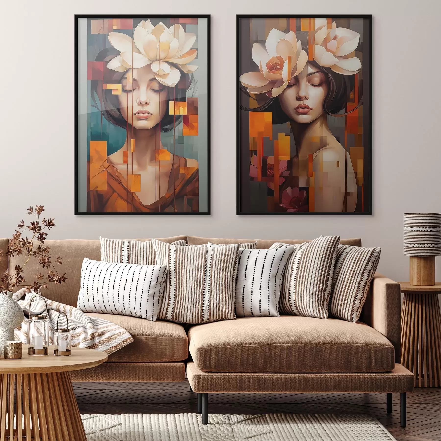 Papier peint photo Femme avec des fleurs d00734