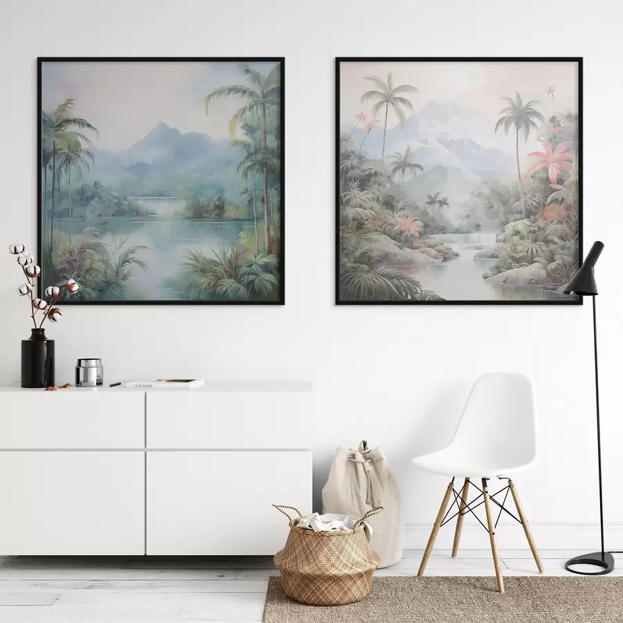 Papier peint photo Rivière dans la jungle devant la montagne d00751