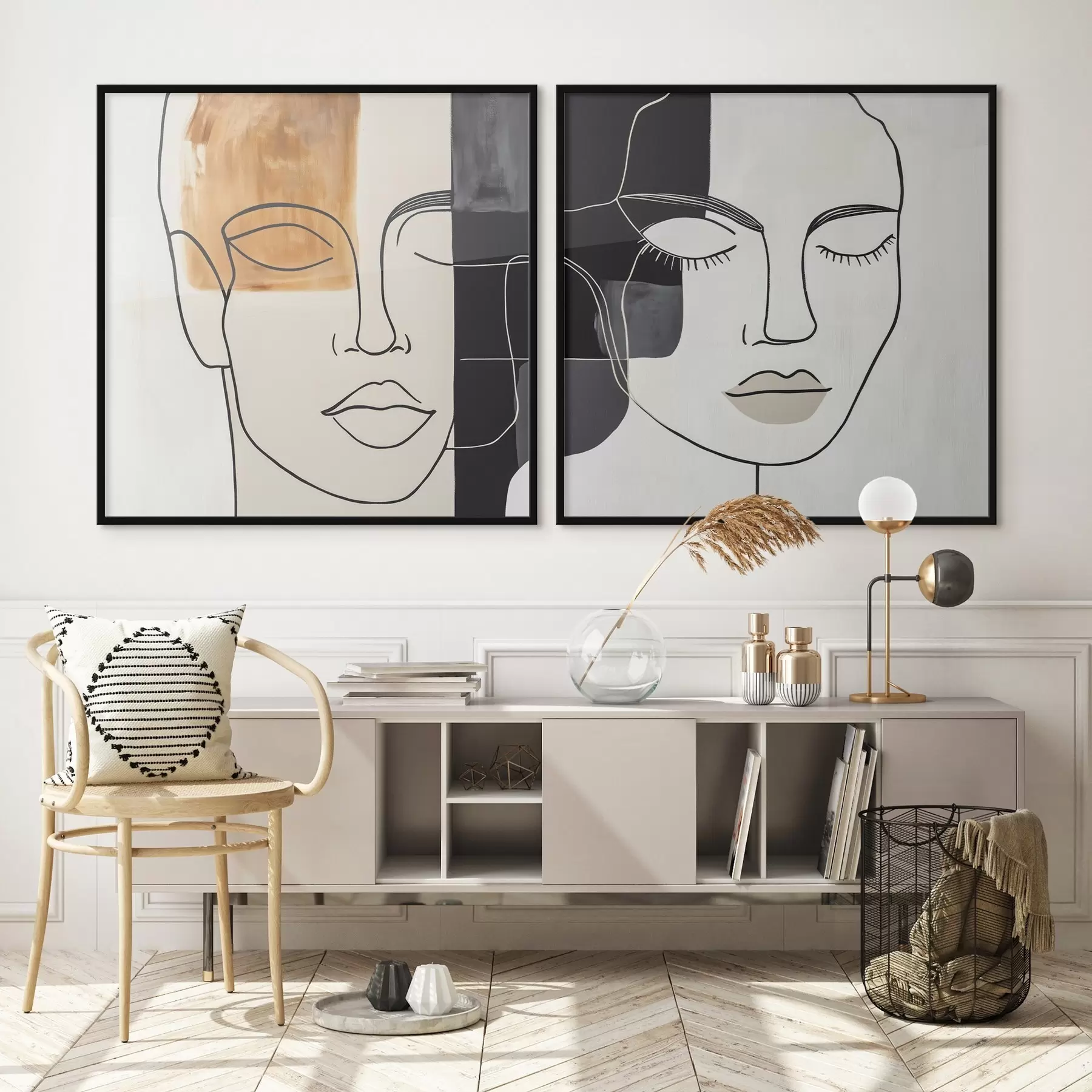 Fotobehang Abstracte portretten van een man en een vrouw d00720