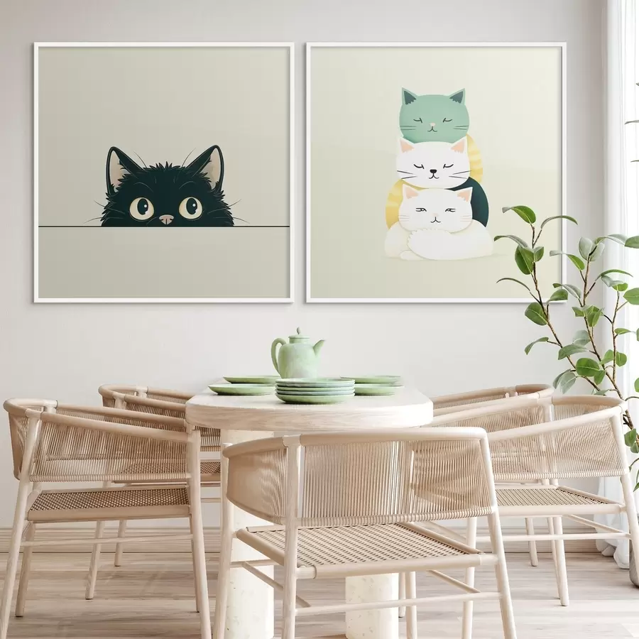 Papier peint photo Chats animaliers dans un style illustratif d00707