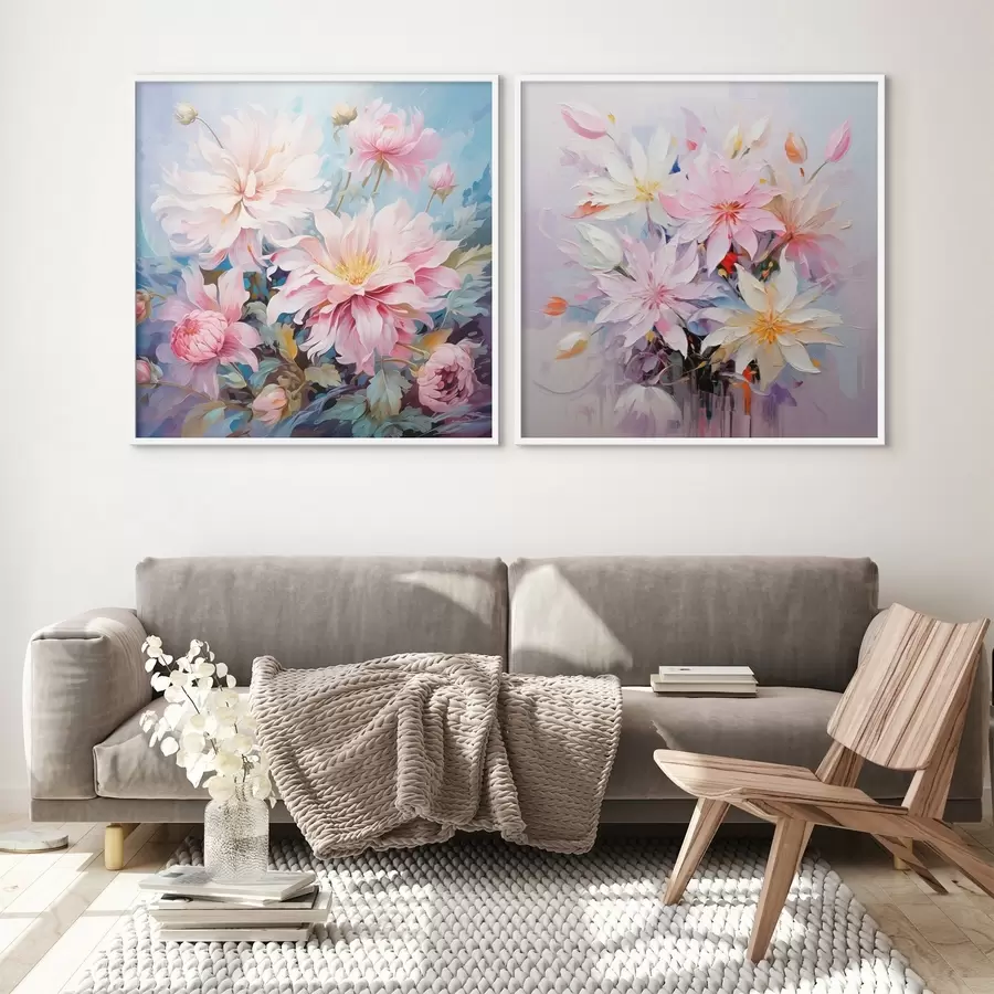 Papier peint photo Pivoines roses au style aquarelle d00709