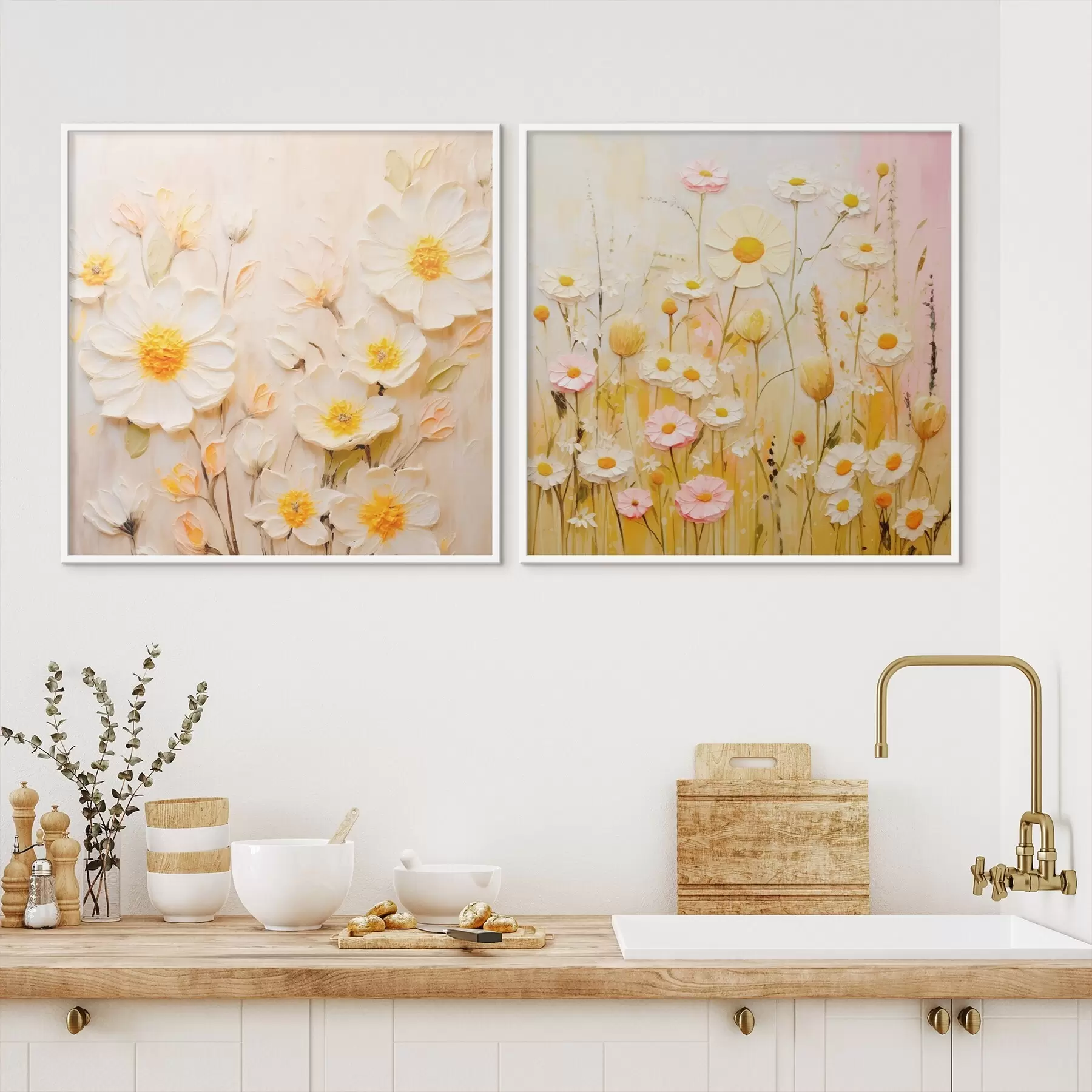 Papier peint photo Prairie fleurie dans le style de la peinture à l'huile d00711