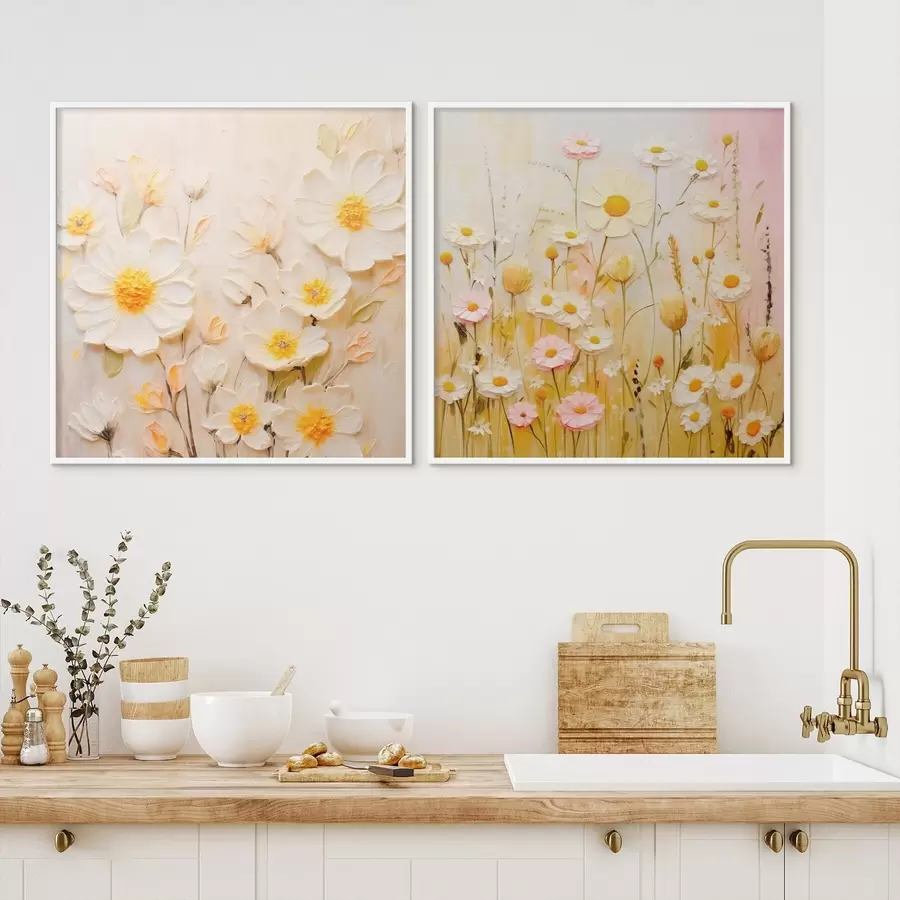 Papier peint photo Prairie fleurie dans le style de la peinture à l'huile d00711