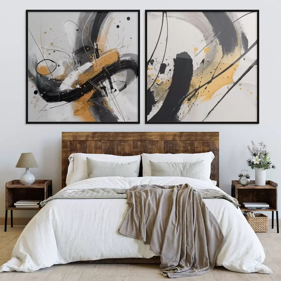 Papier peint photo Expression dans les tons jaunes et noirs d00739