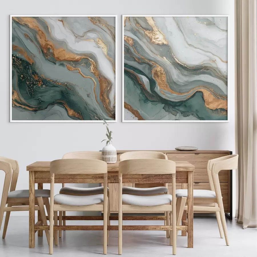 Papier peint photo Texture marbrée dans les tons gris-turquoise d00744