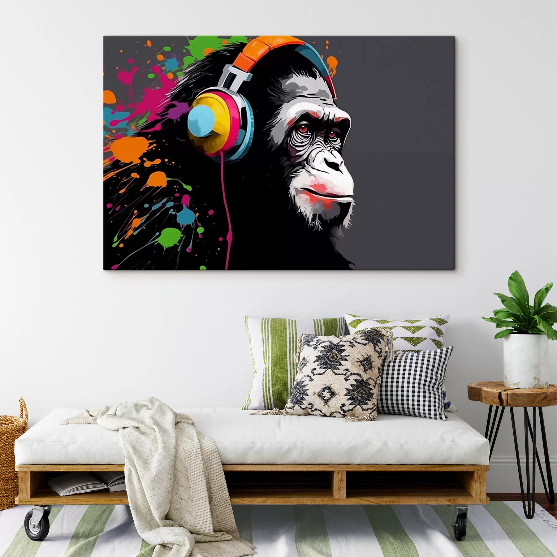  Peintures Singe avec des écouteurs s47385