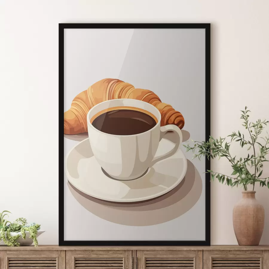 Papier peint photo Café avec croissant f47397