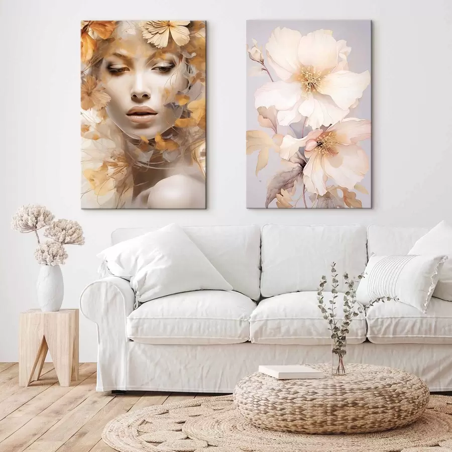  Peintures Fille et fleurs délicates m01251