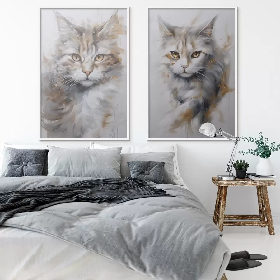 Papier peint photo Peinture imitation chats d01054