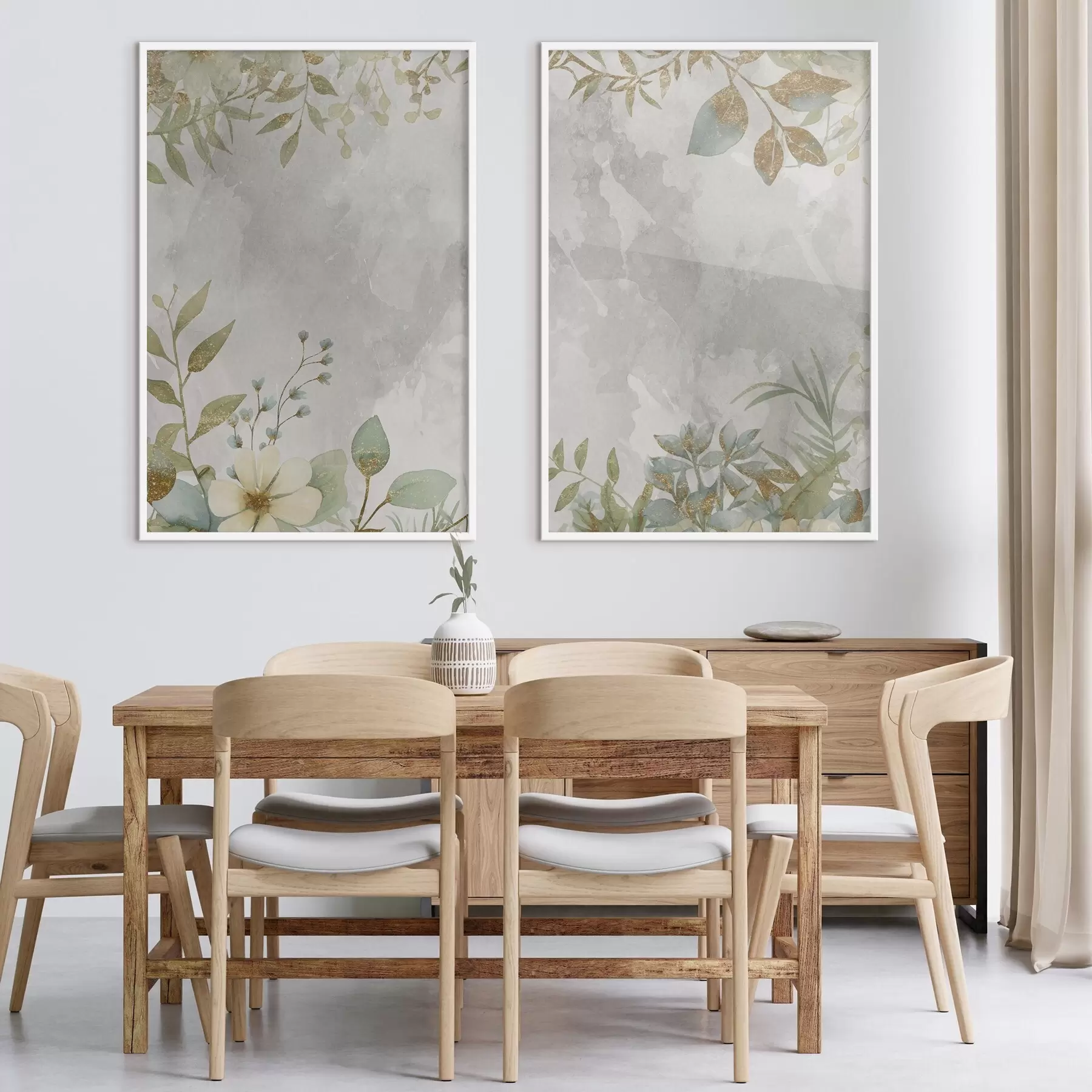 Papier peint photo Plantes délicates sur fond gris clair d01070