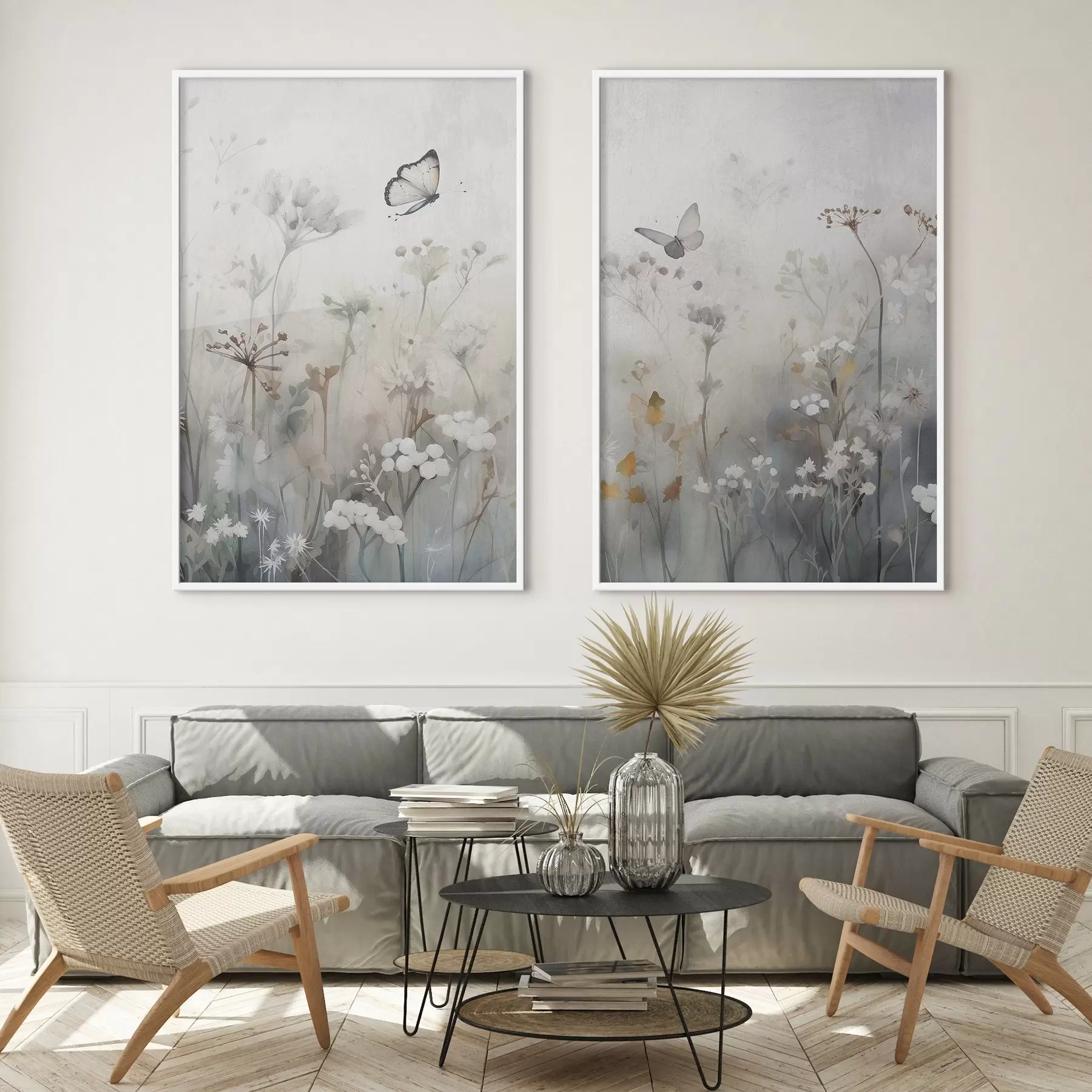 Fotobehang Vlinders en wilde bloemen d01072