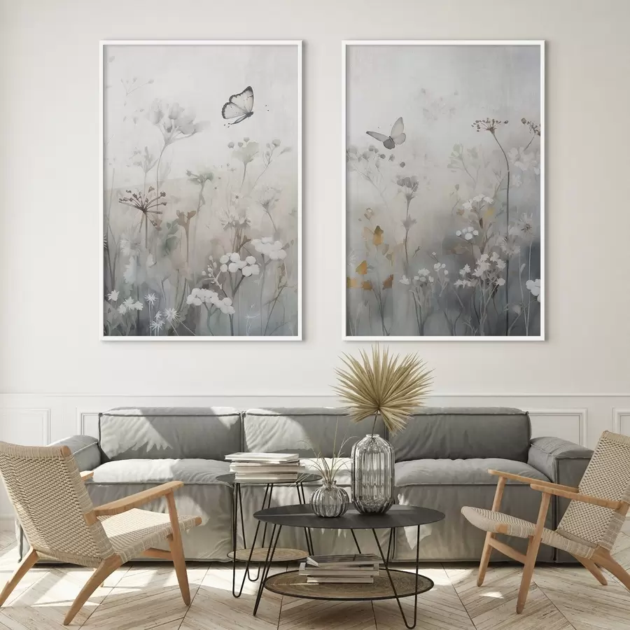 Papier peint photo Papillons et fleurs sauvages d01072