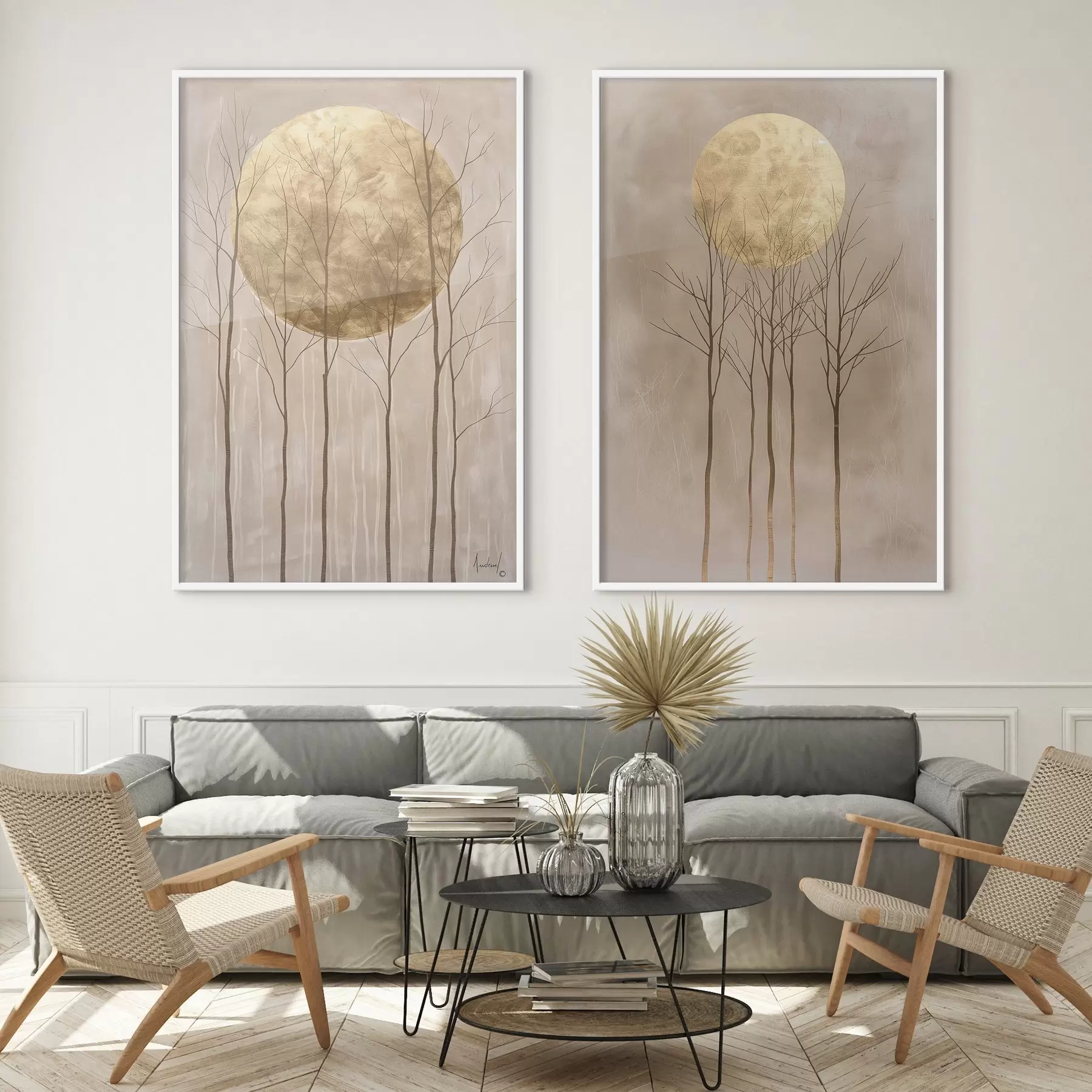 Papier peint photo Arbres délicats et cercle d01137