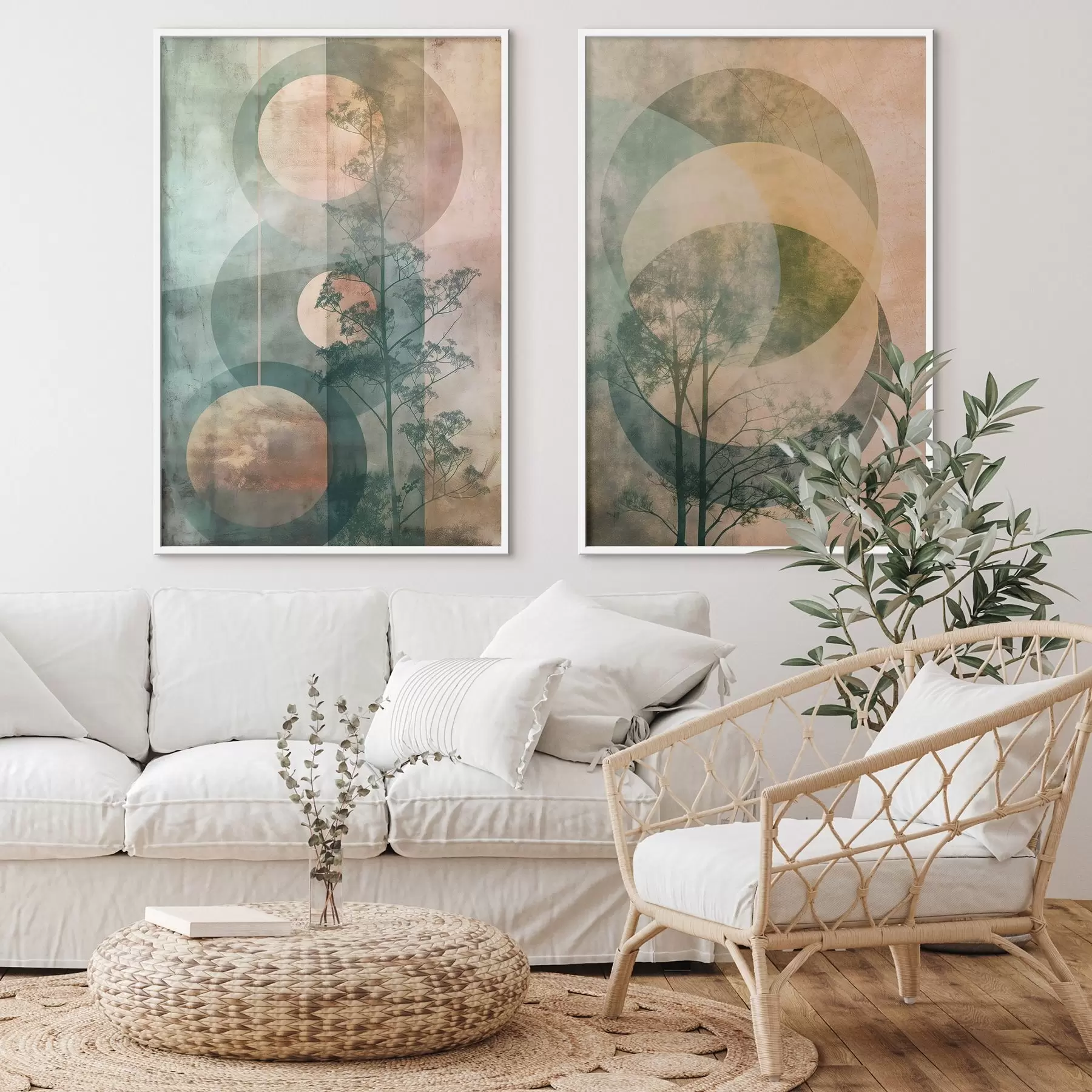 Papier peint photo Cercles et feuilles d01145