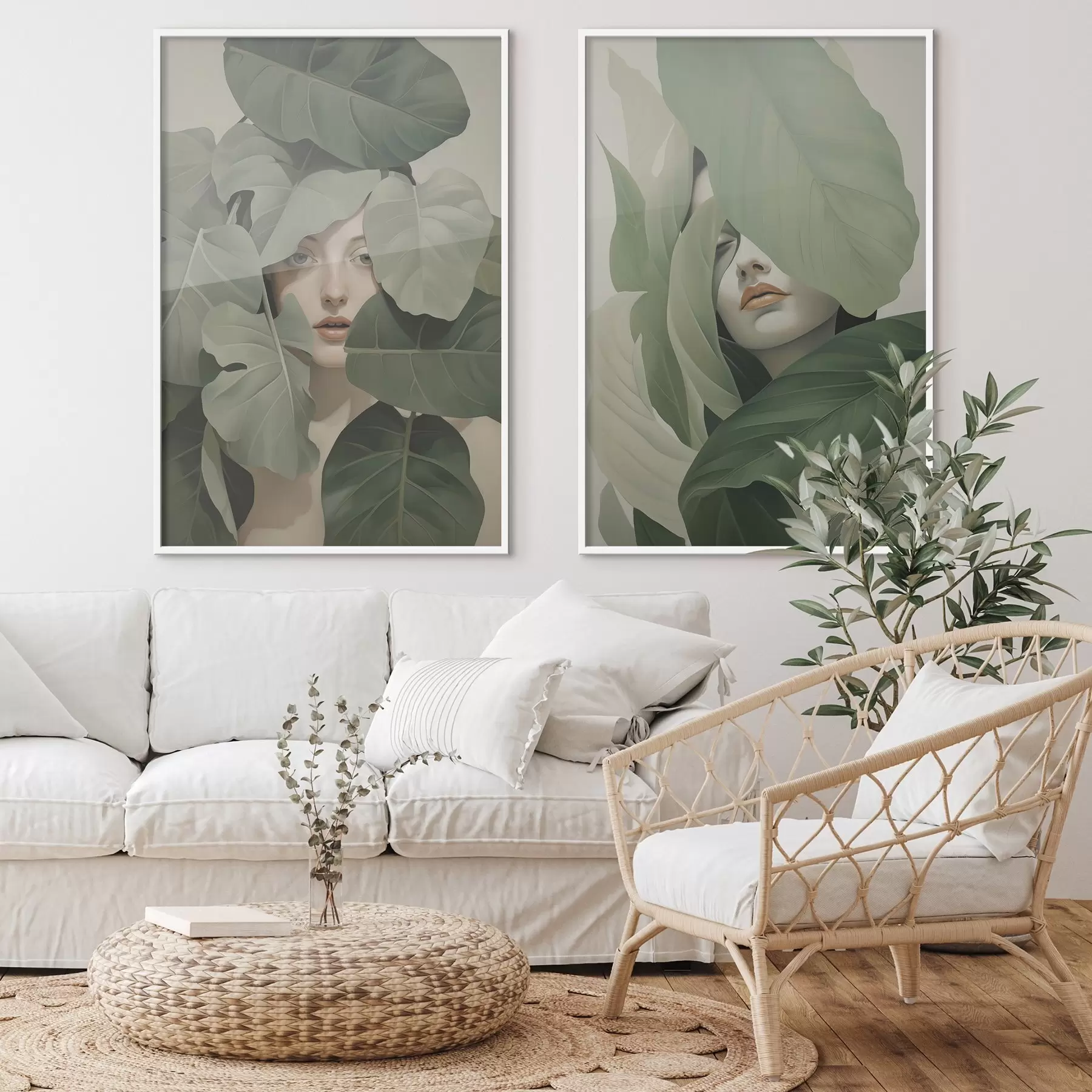 Papier peint photo Portrait d'une jeune fille dans le feuillage d01183