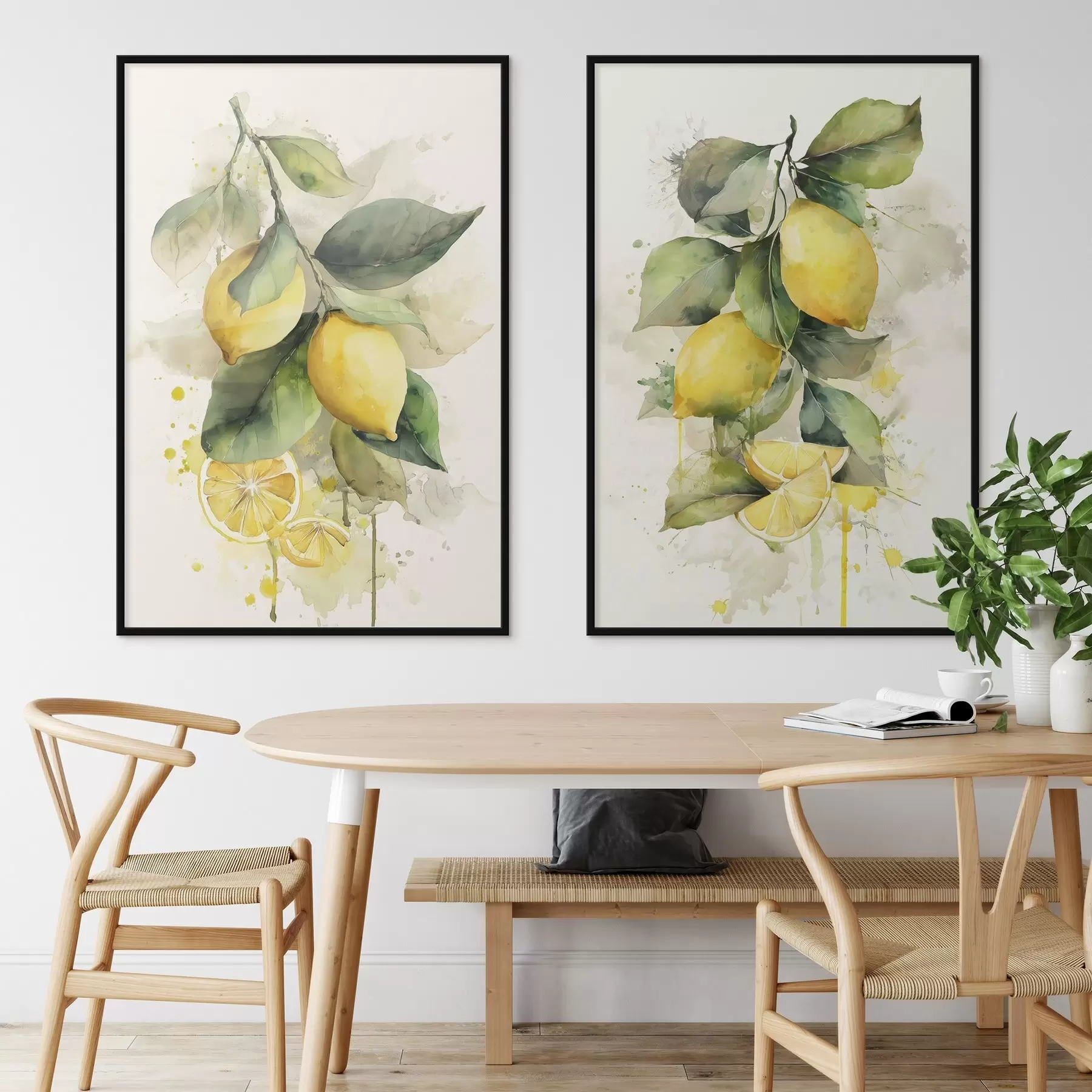 Fotobehang tak met citroenen in aquarelstijl d01172