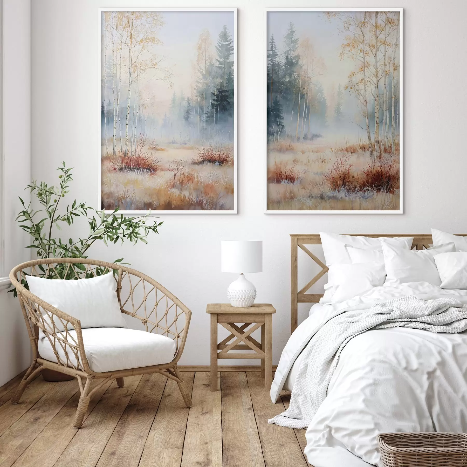 Papier peint photo paysage premières gelées dans la forêt d01174