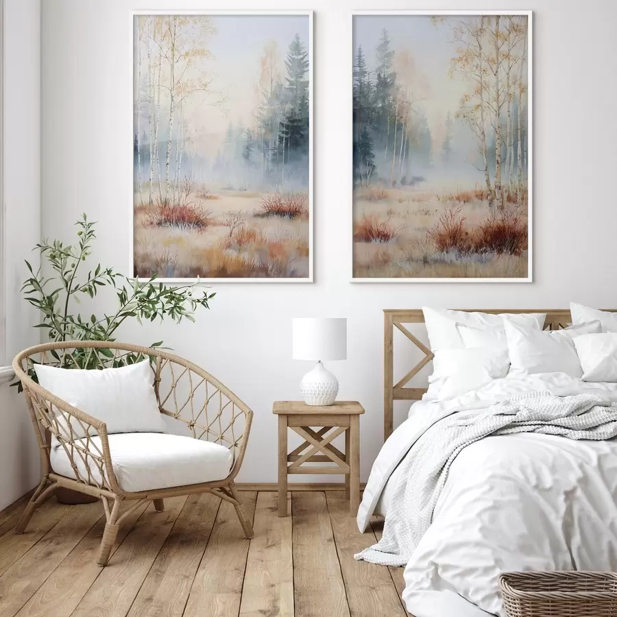 Papier peint photo paysage premières gelées dans la forêt d01174