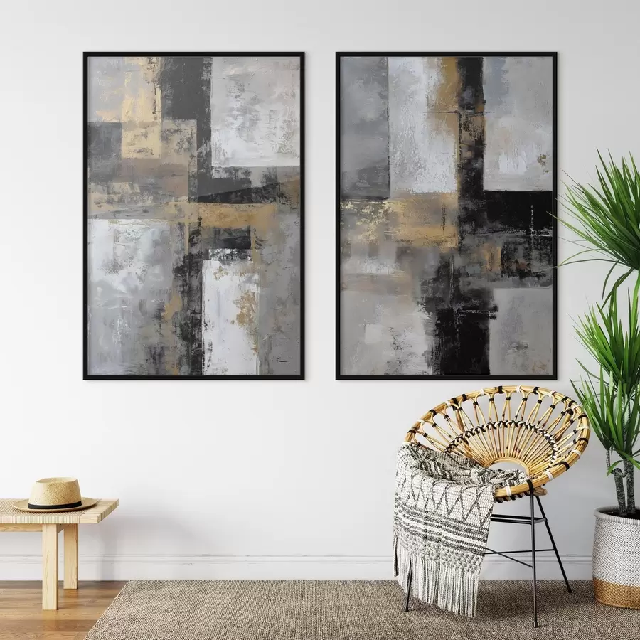Papier peint photo abstraction texturale contemporaine dans des tons noirs, gris et blancs d01179