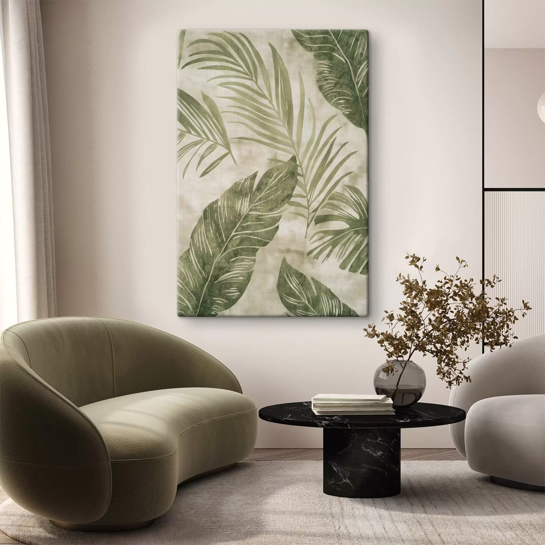  Peintures Feuilles tropicales, imitation d'un fond vieilli s47631