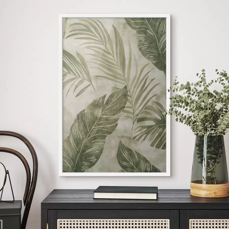 Papier peint photo Feuilles tropicales, imitation d'un fond vieilli f47631