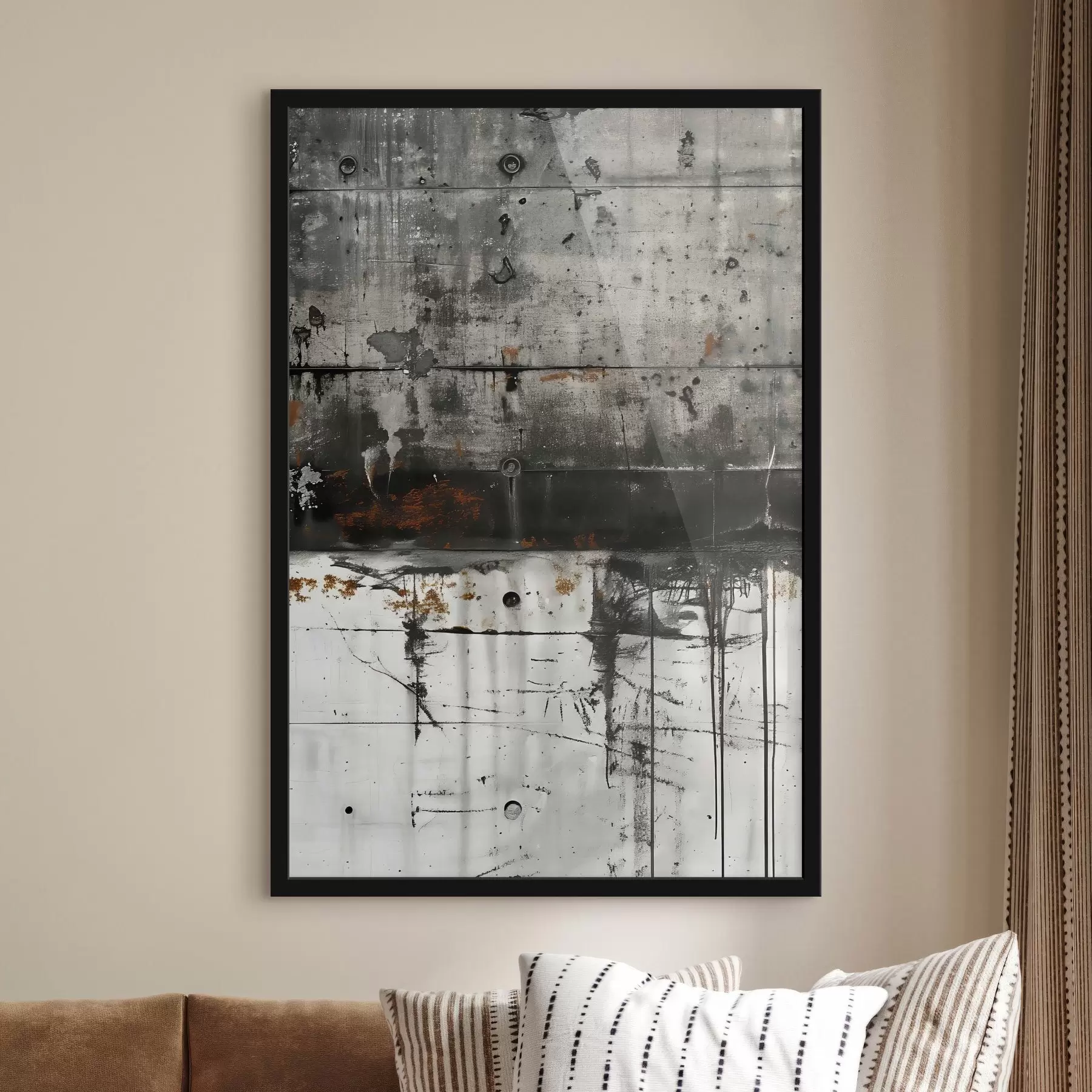 Fotobehang Verfspatten op een betonnen muur, imitatie van aquarel f47633