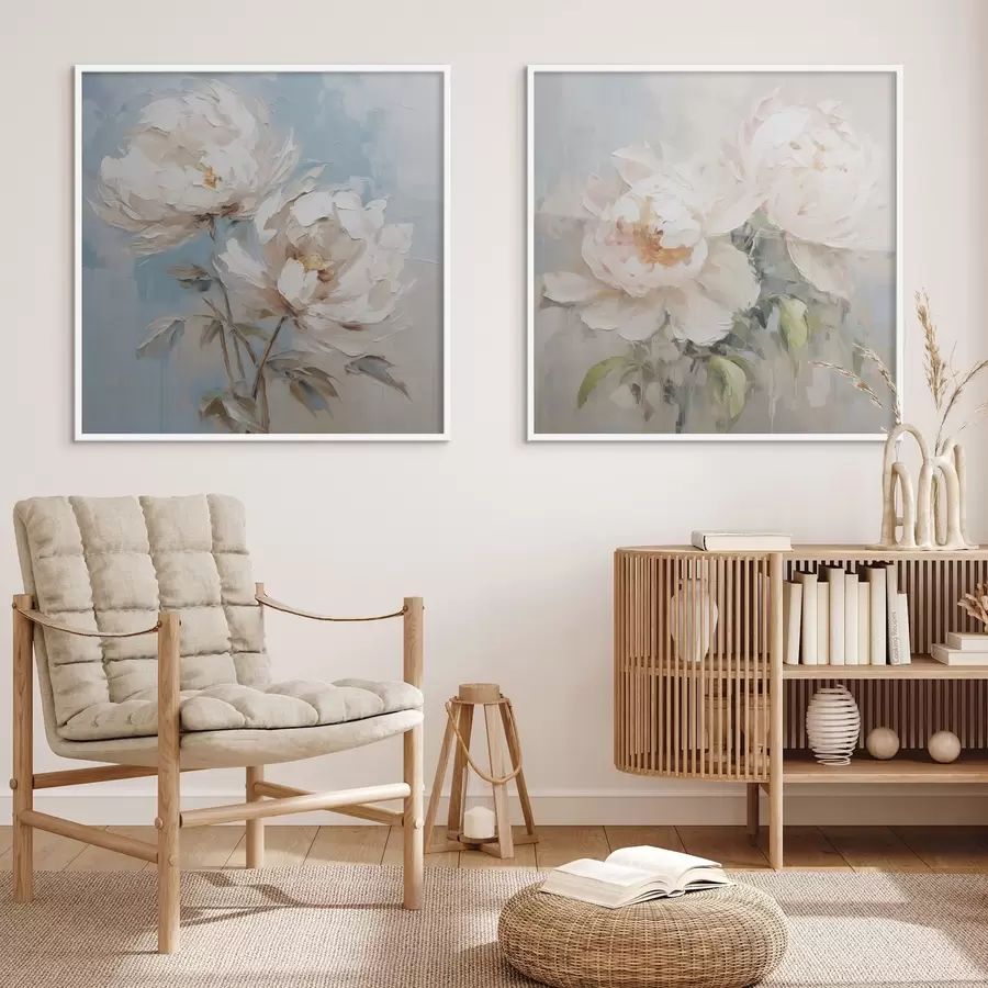 Papier peint photo Peinture imitation pivoines d00665