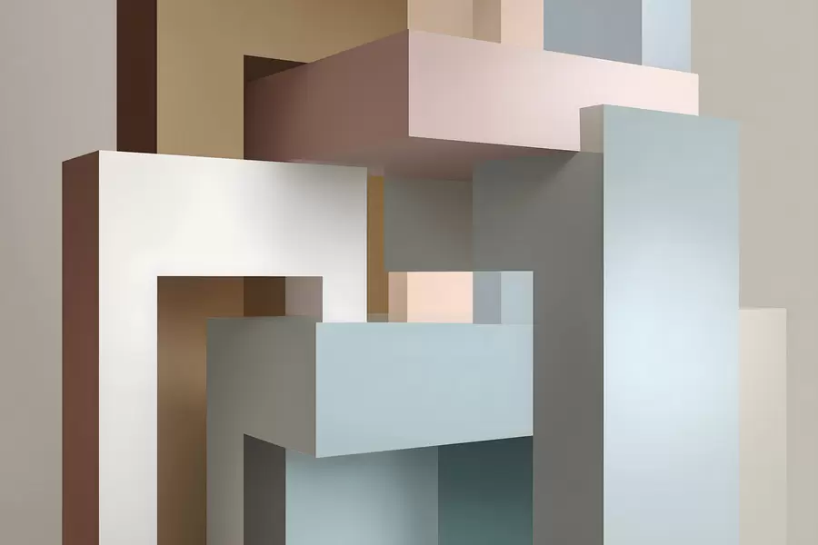 Papier peint photo géométrie abstraite en style 3D w05065