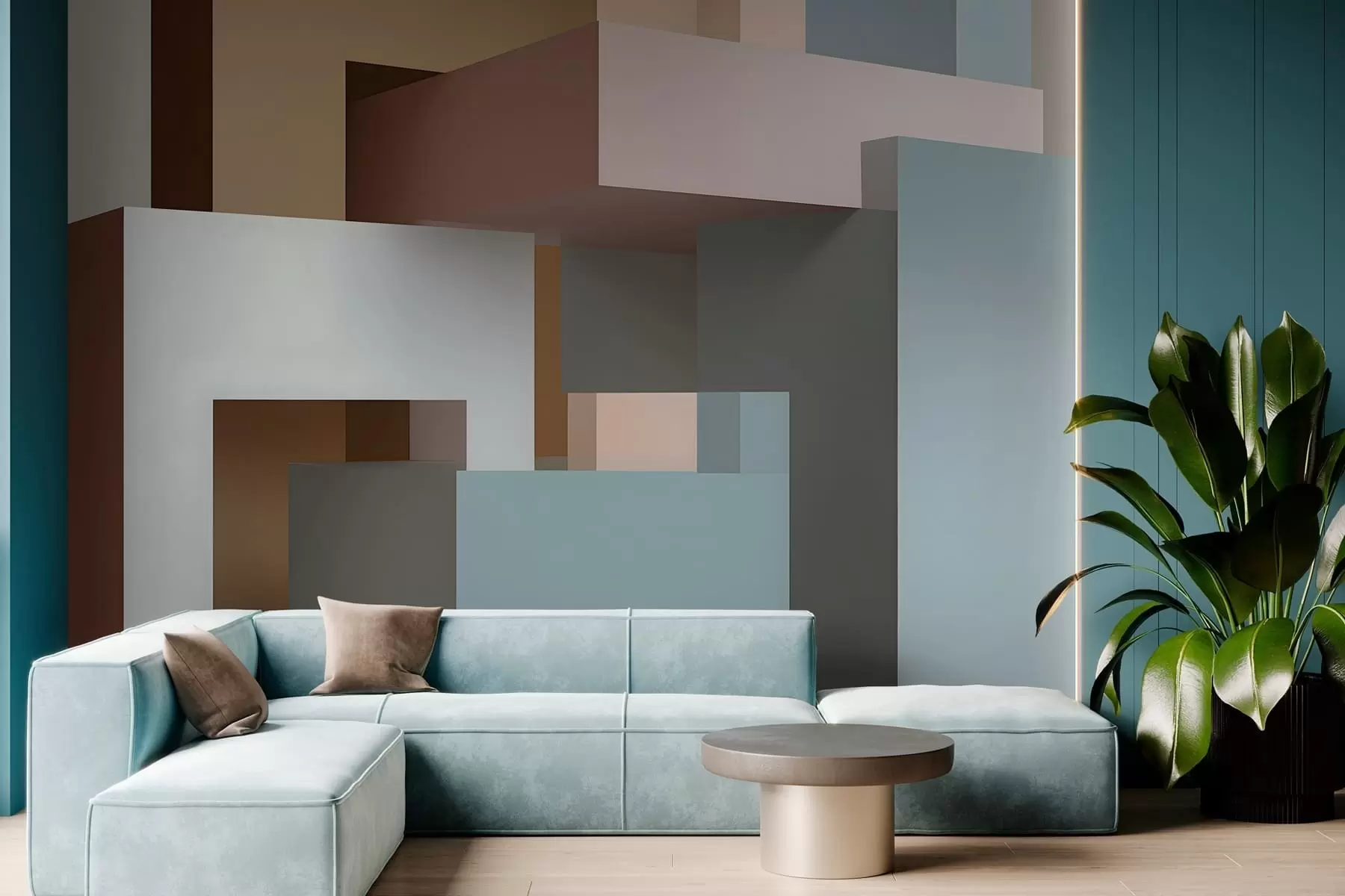 Fotobehang abstracte geometrie in 3D-stijl w05065