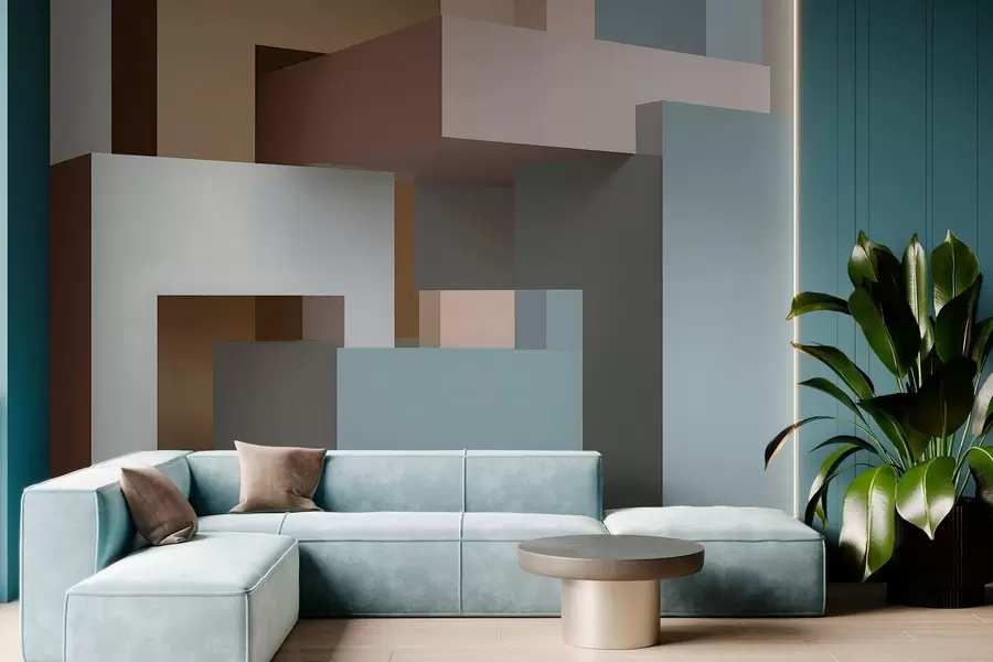 Fotobehang abstracte geometrie in 3D-stijl w05065