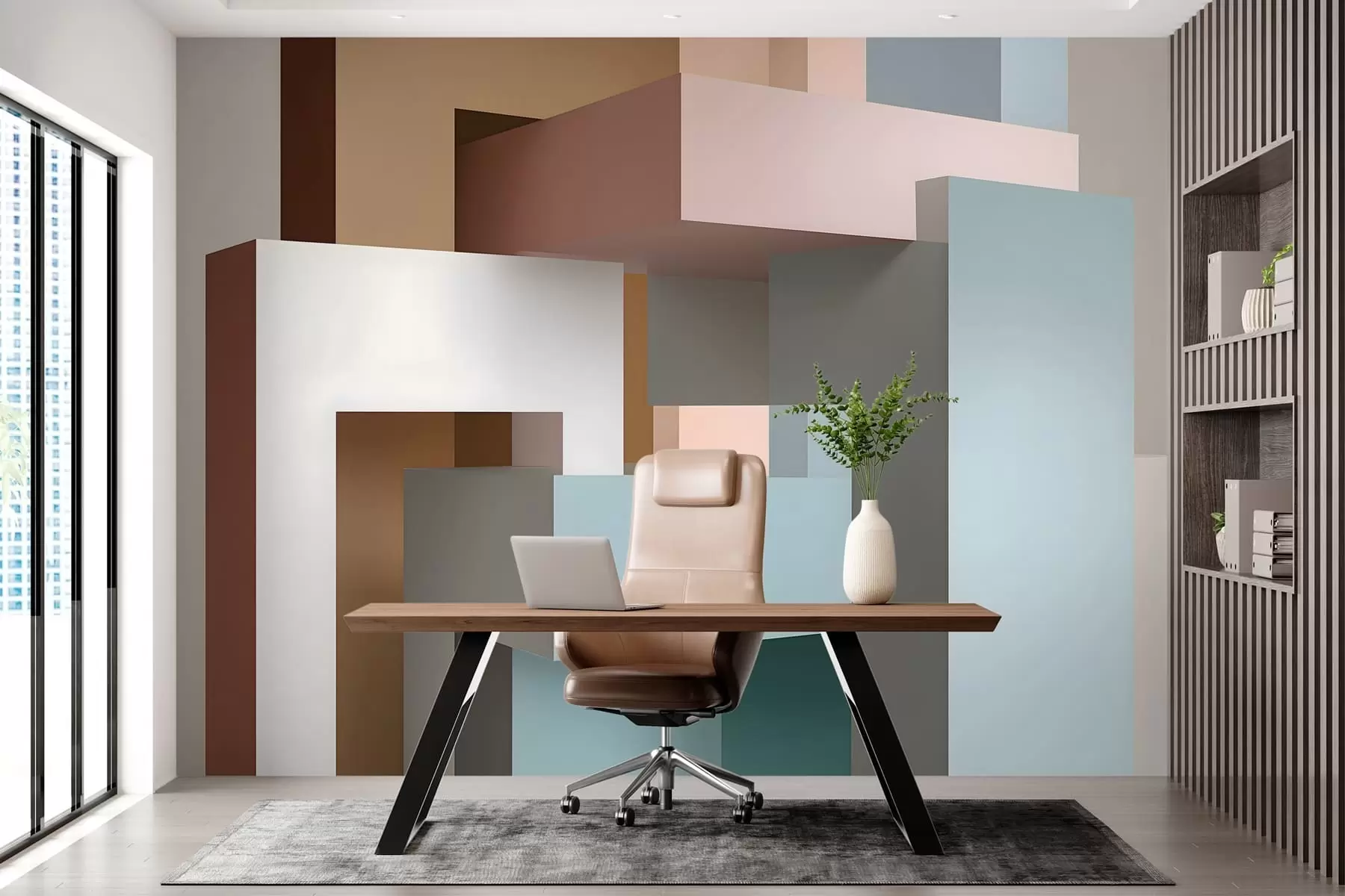 Fotobehang abstracte geometrie in 3D-stijl w05065