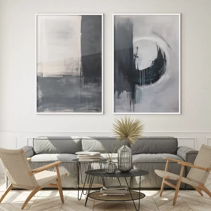 Papier peint photo Composition abstraite dans les tons noir et blanc d01217