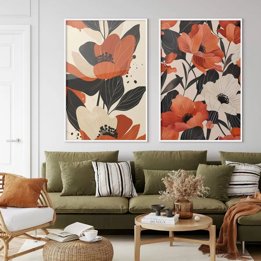 Papier peint photo Composition florale aux tons chauds d01228