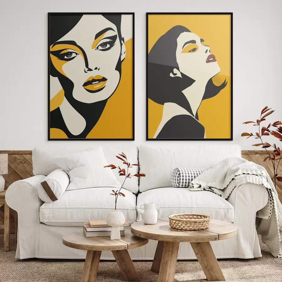 Papier peint photo Portrait féminin dans les tons jaunes d01229