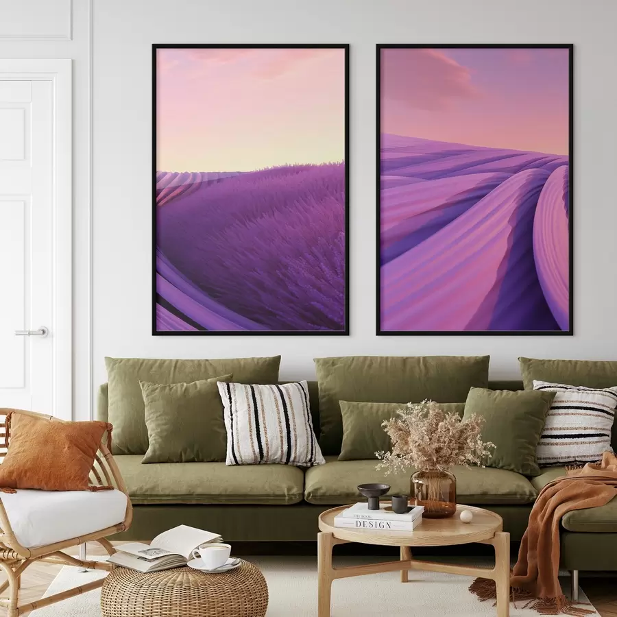 Papier peint photo Champ de lavande, abstrait d01250