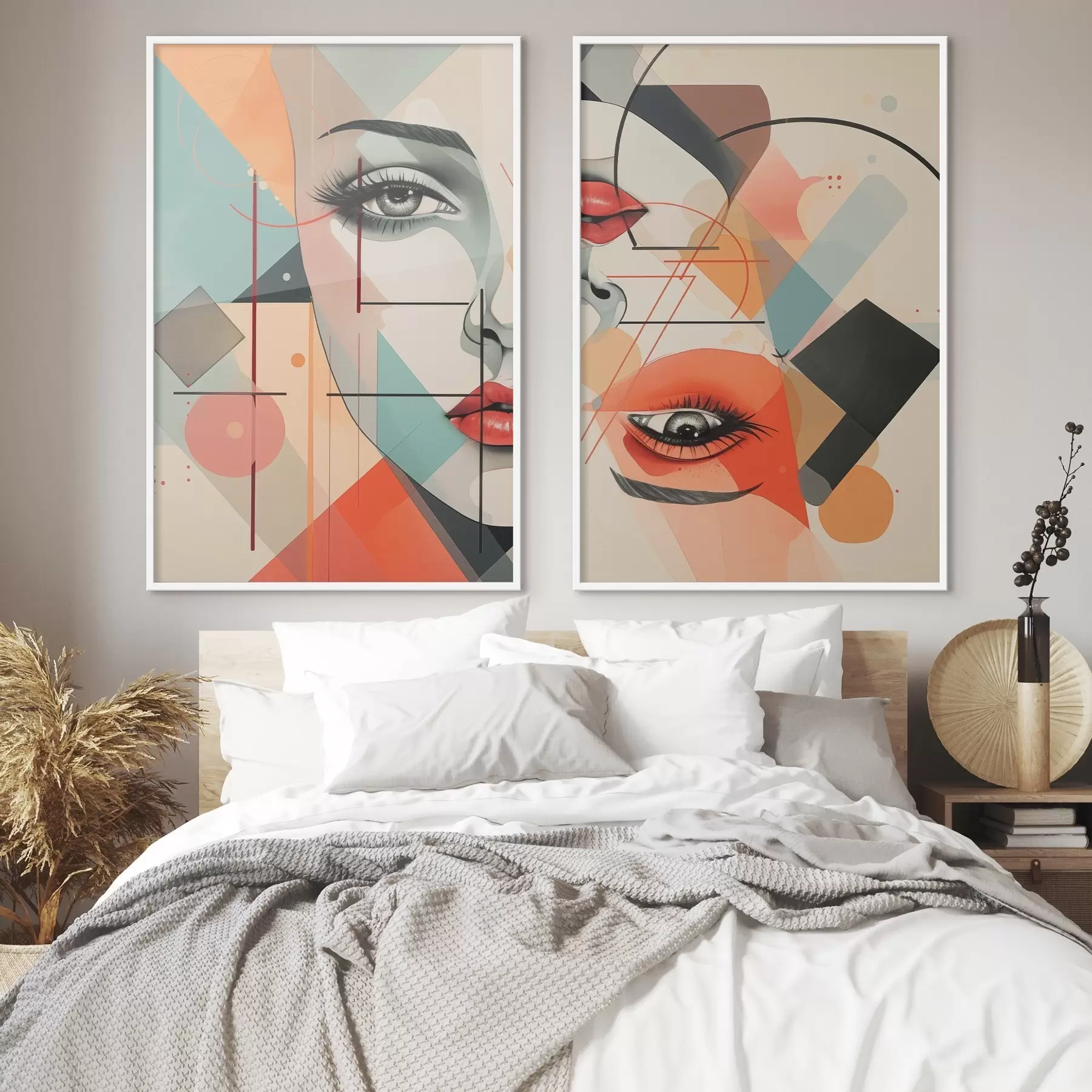 Papier peint photo Visage et formes géométriques d01253