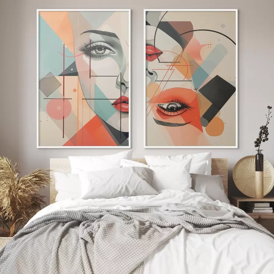 Papier peint photo Visage et formes géométriques d01253