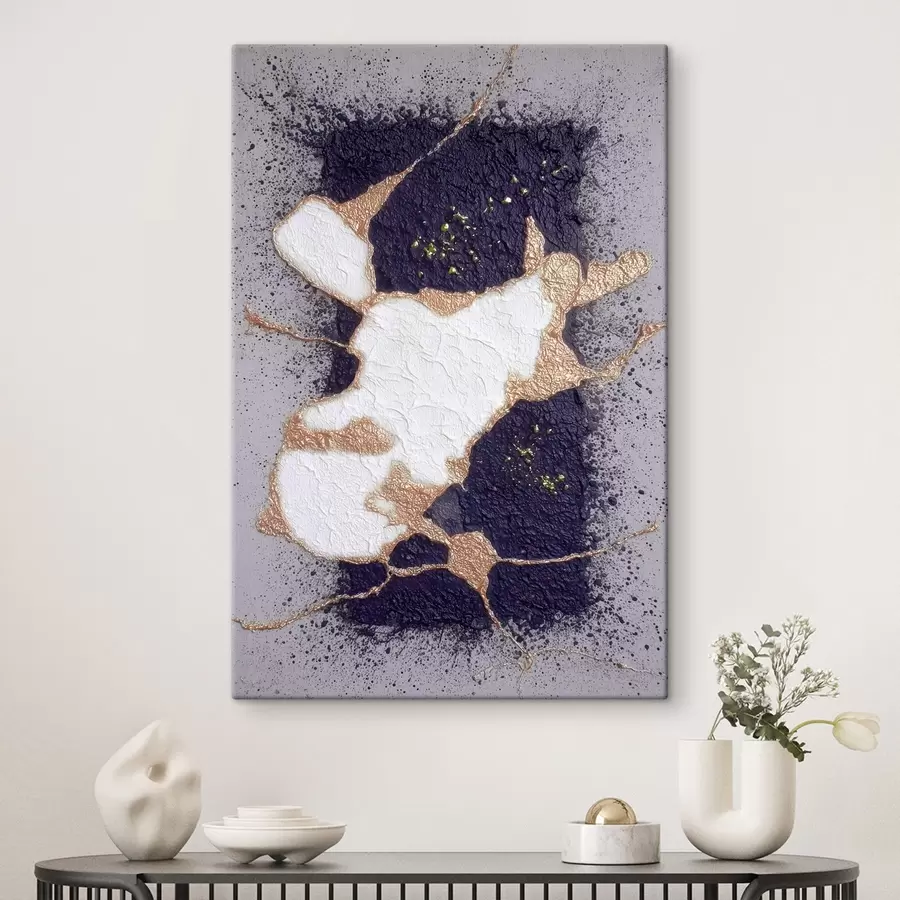  Peintures Résumé dans les tons violet et beige avec un effet de texture volumétrique s46952