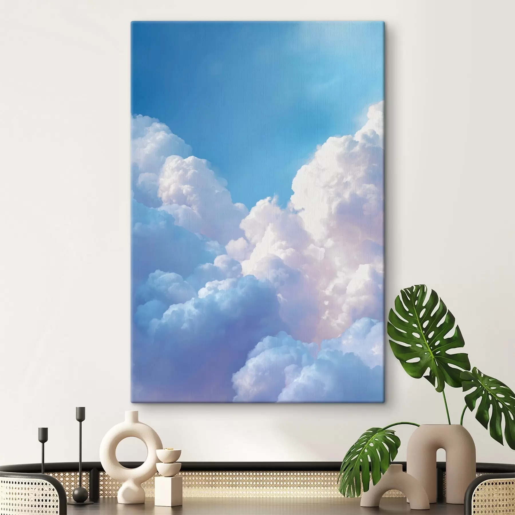  Peintures Paysage céleste pittoresque avec d'énormes nuages blancs dans un style graphique numérique s47089