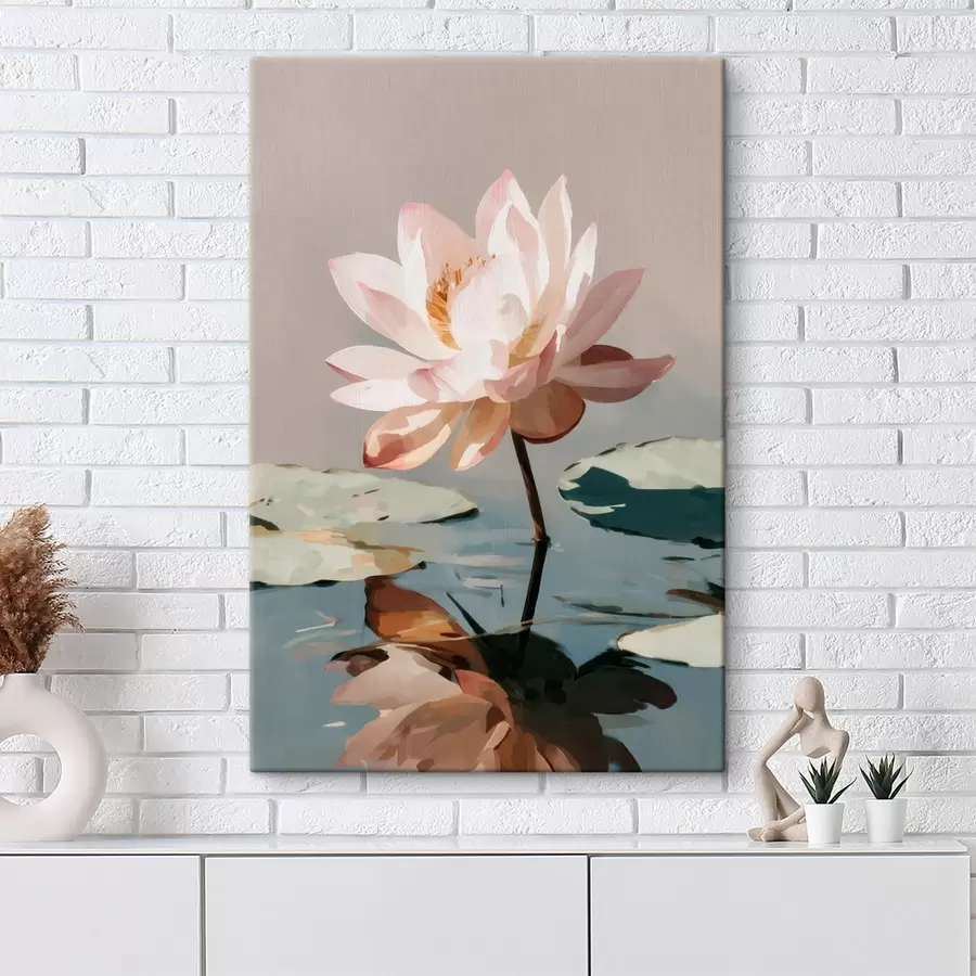  Peintures Lotus blanc sur fond pastel dans un style peinture à l'huile s47093