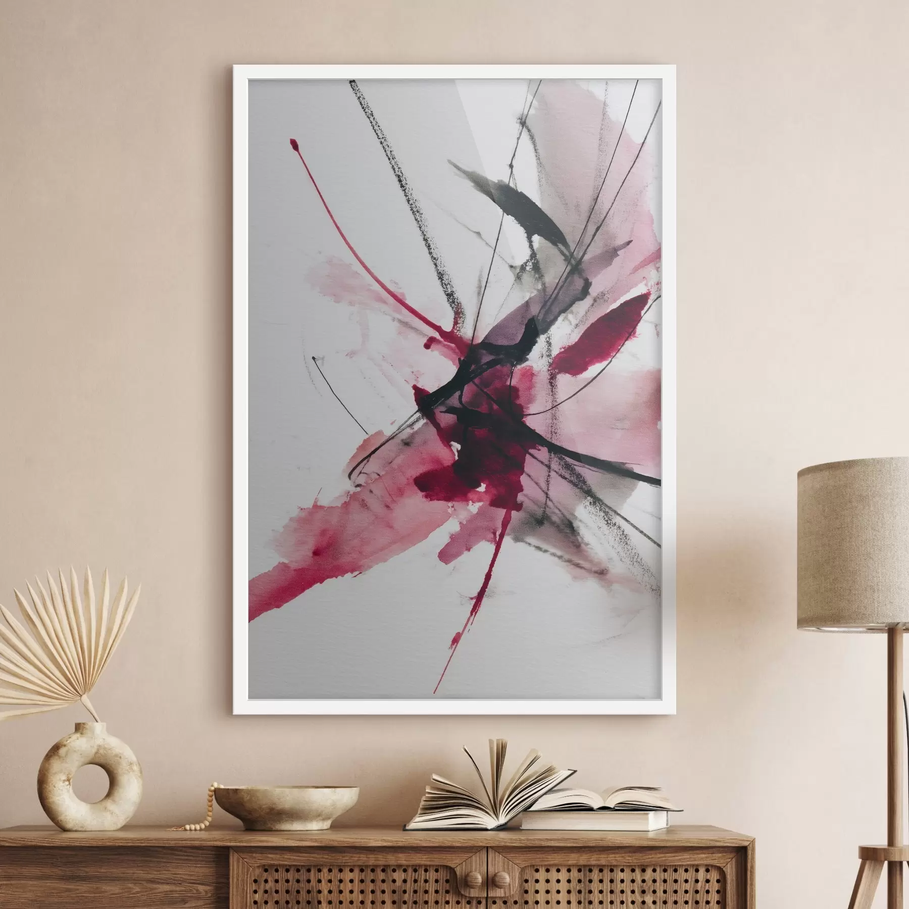 Fotobehang Moderne compositie van lijnen en vlekken in aquarelstijl f46951