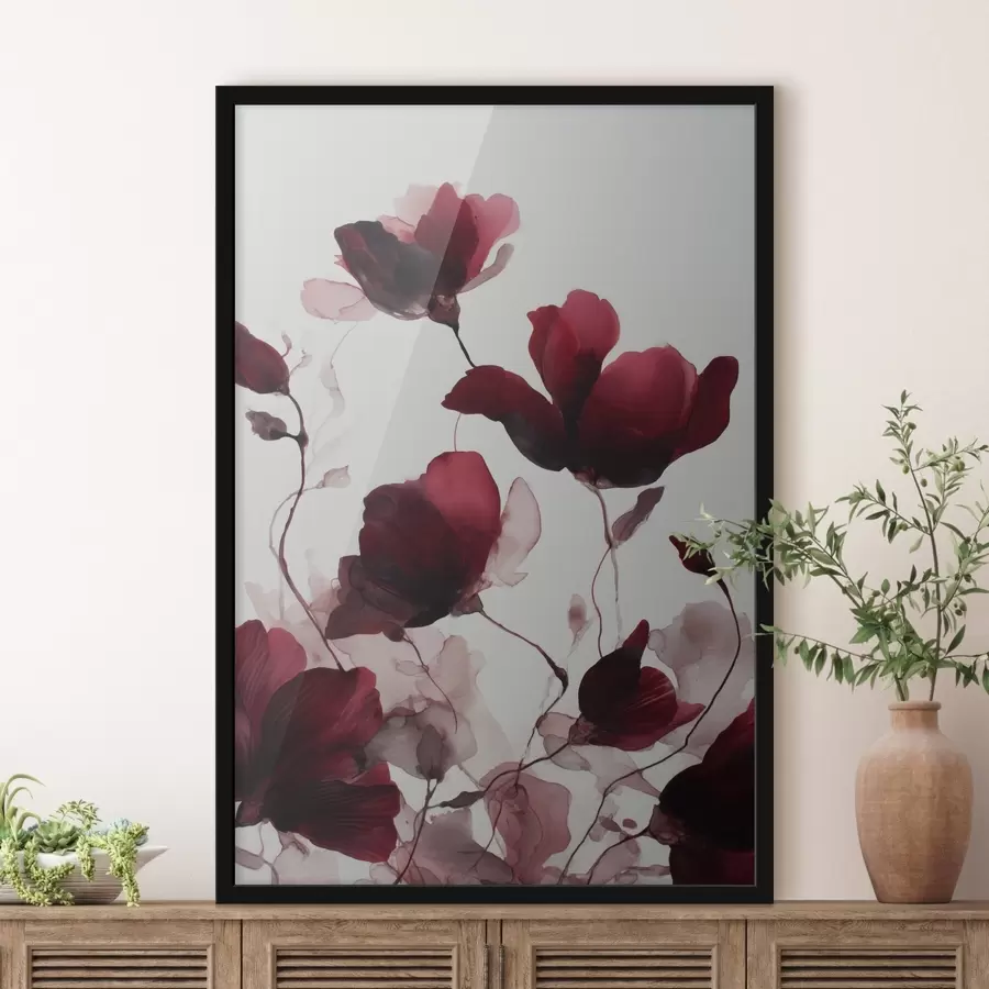 Fotobehang Delicate klaprozen met een vervagingseffect in aquarelharmoniestijl f46962