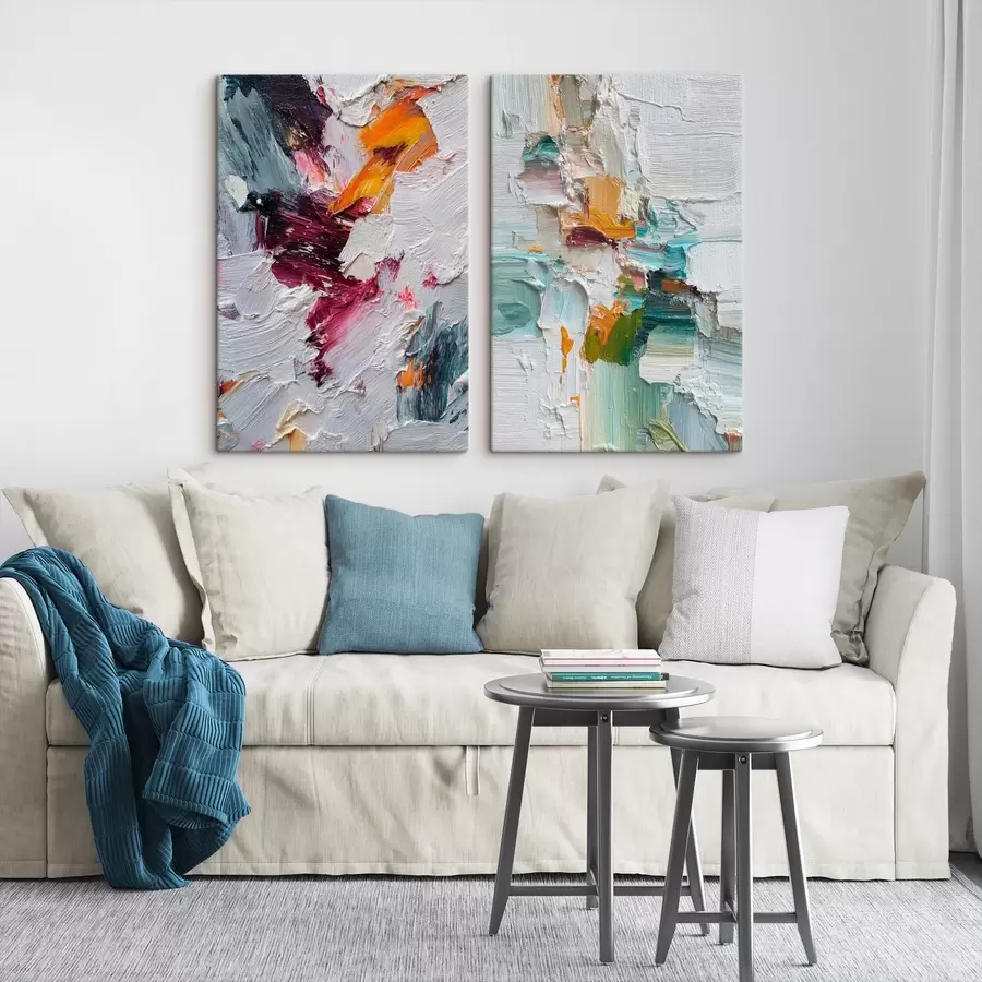  Peintures Abstrait coloré avec des coups de pinceau grossiers dans un style moderne m01098